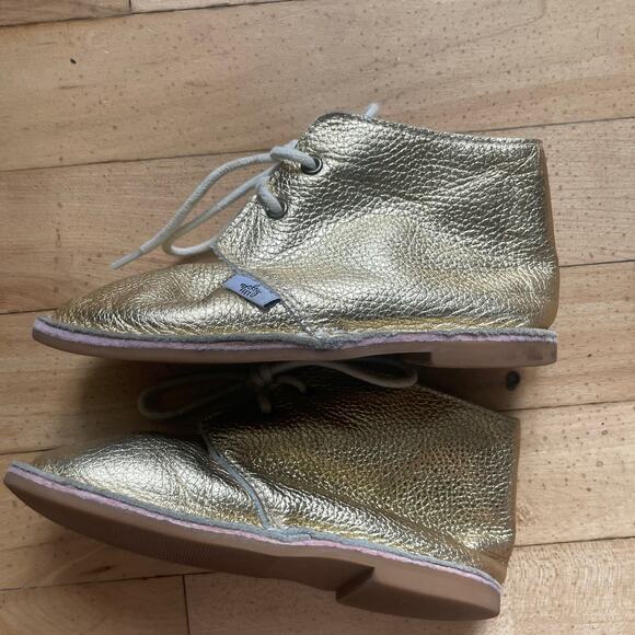 Monkey Feet Metallic Gold Leather Lace Up Booties Girls Size 3-4 Year Old‎ - Picture 2 of 9